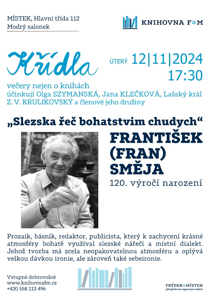 Křídla - večery nejen o knihách 12.11.2024 v 17:30hod